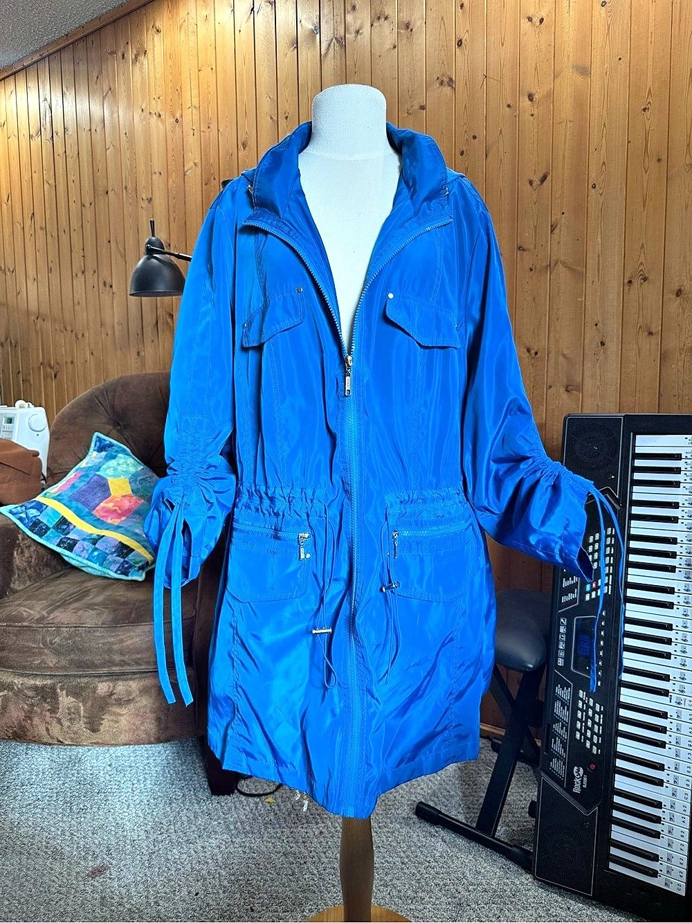 Blue Hooded Utility Jacket Like New